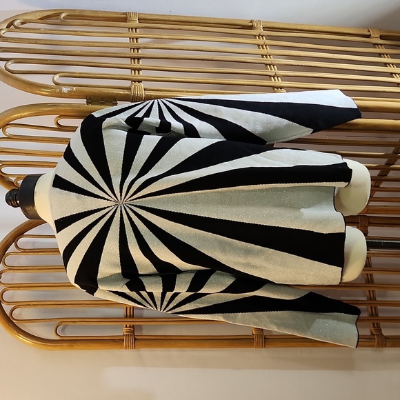 Vintage EY Boutique black silver metallic shimmery cardigan crystal zipper pull - Picture 10 of 15